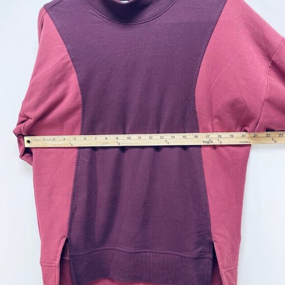 Athleta Sweater Size S Women’s Colorblock Midweight Pullover Cozy Burgundy New - Picture 11 of 13